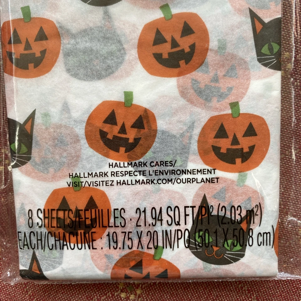 UNOPENED Hallmark Halloween Gift Tissue Paper Cat Pumpkin BOO BASKET 8 sheets - Image 4 of 4