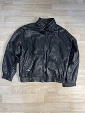 Blouson cuir noir véritable homme taille M style biker vintage