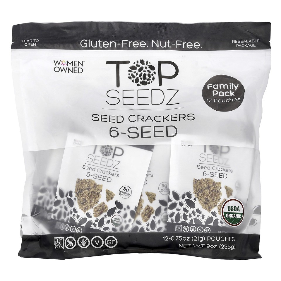 Seed Crackers, 6-Seed, 12 Pouches, 0.75 oz (21 g) Each