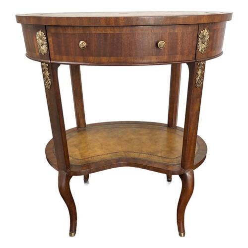 Maitland Smith Mahogany Leather Top Occasional Table Side Table
