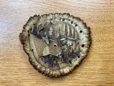 John Rasmussen Etched Antler Deer Belt Buckle 1984