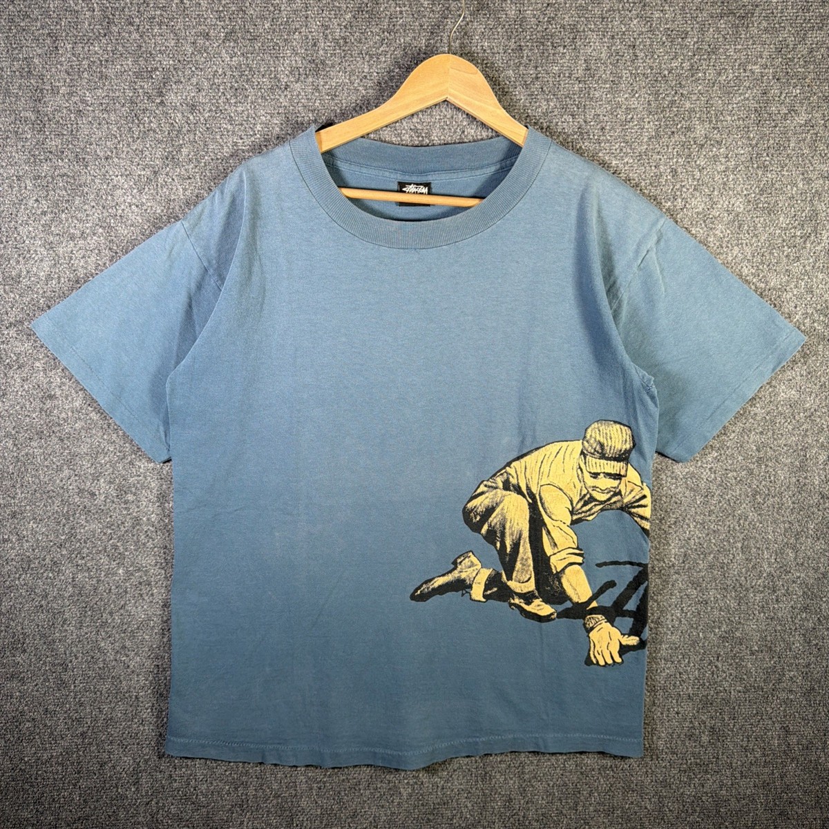 Vintage Stussy Shirt Large Blue 80s Wrap Around Worker Skate Surf Vintage Stussy Shirt Large Blue 80s Wrap Around Worker Skate Surf