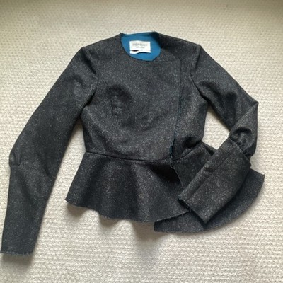 Yves Saint Laurent YSL Silk Wool Tweed Peplum Jacket Sz 38 M 2008 Runway
