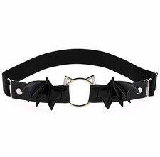 Gothic Bat Wing Cat Ear Thigh Garter Black Faux Leather Punk Leg Harness