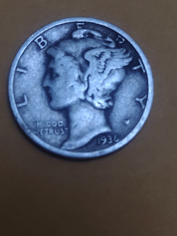 1936 Mercury Silver Dime 90% Silver Winged Liberty Head US Coin Vintage