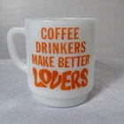 Vintage Federal Glass Milk Glass Mug Coffee Drinkers Lovers Orange Classic