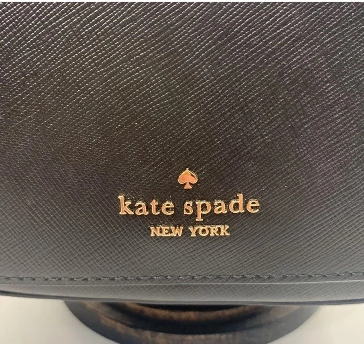 KATE SPADE MADISON 黑色 SAFFIANO 皮革马鞍包可调节肩带 完好 — 第 3/4 张图片