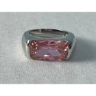 925 Sterling Silver Pink CZ Crystal Chunky Statement Cocktail Ring Size 7