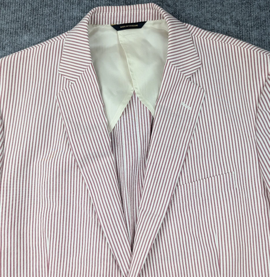 Blazer Brooks Brothers Para Hombres 44R Rojo Rayas Seersucker Algodón Preppy Clásico Foto 3 de 4