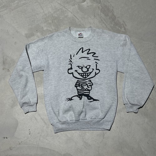 Vintage Calvin & Hobbes Evil Grin Youth SZ XL Sweatshirt 1990s Art Big Graphic