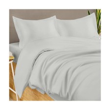 Threadmill Light Grey Cotton Duvet Cover King Size, Breathable Comf... Fast Ship