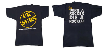 2 Sides 1999 UK SUBS Millenium Tour 90s Black Reprint T shirt S-5XL CL176