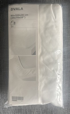 IKEA DVALA Spannbettlaken in weiß - Breiten 90 x 200 cm. Passend für Matratzen bis 26cm