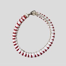 Vintage Baseball Leather Wrap Bracelet Red White Stitching 8” Upcycled Sports...