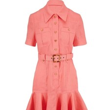 Zimmerman Poppy Belted Ruffle Linen Mini Dress
