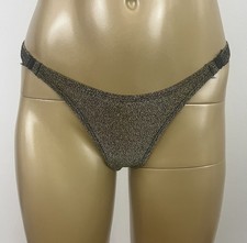 Vintage Y2K Women's 5 Small Gold Metallic Thong Panty NWT