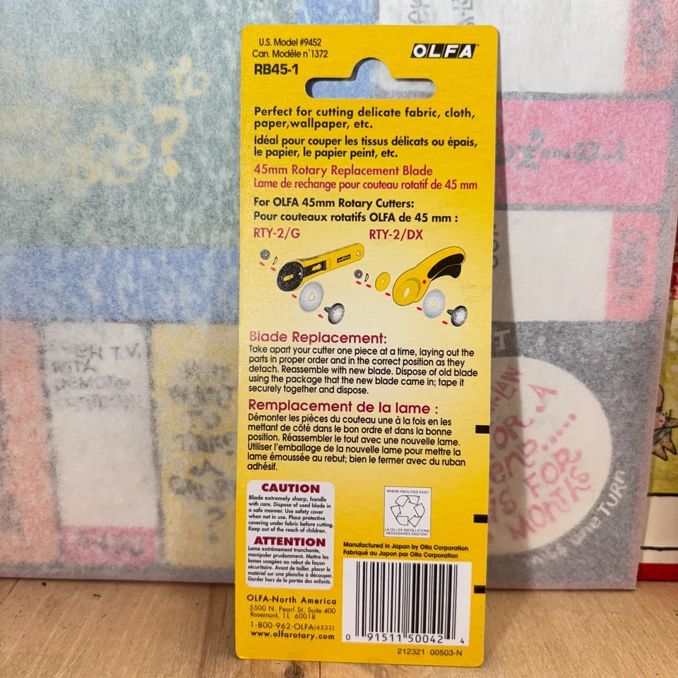 OLFA 45mm Rotary Cutter Replacement Blade Tungsten Carbide RB45-1 #9452 NOS - Image 4 of 4