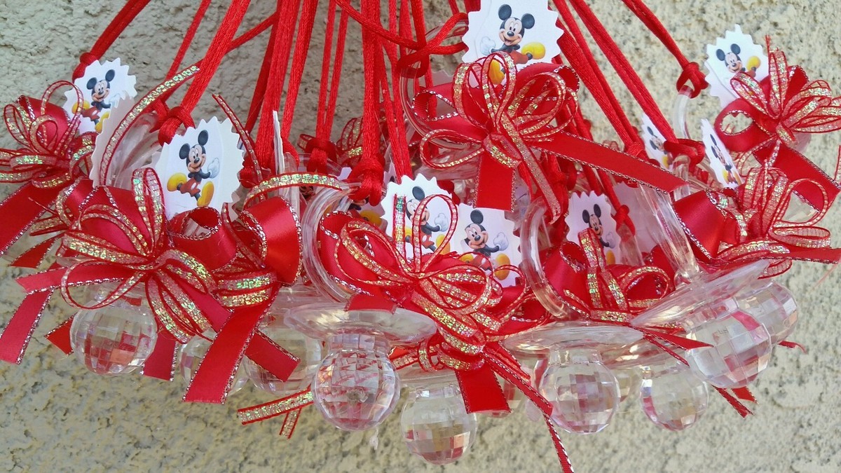 12Pcs~Baby Shower~ MICKEY MOUSE Pacifier Necklaces,Boy,Game Prizes