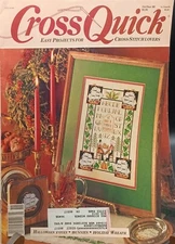 Vintage Oct Nov 1989 Cross Quick Magazine Cross-Stitch Projects Halloween Totes