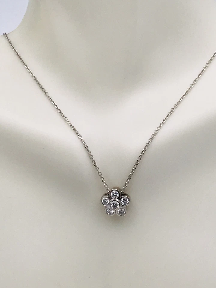14kt White Gold .35ct(tw) Natural Round Diamond Flowe Slide Pendent/Necklace 18” - Image 3 of 4