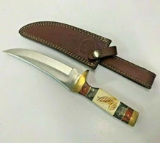 Chipaway Cutlery 12" Fixed Blade  Hunting Leather Sheath Knife Leaf Handle 