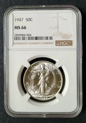1947 Walking Liberty Half Dollar NGC MS 66 50c Bright Silver Coin Graded MS66