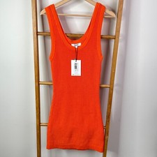 Dazie Rustic Charm Mini Dress Womens 12 Orange Rib Knit Bodycon Sleeveless NWT