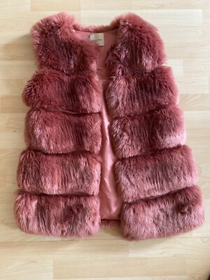 Sweet Miss Women Girls Faux Fur Gilet Vest Dark Pink/Burgundy M/L UK
