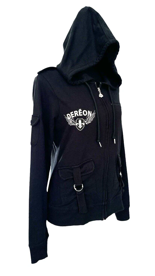 Sudadera con capucha para mujer Dereon bordada flor de lis con pedrería talla L Foto 3 de 4