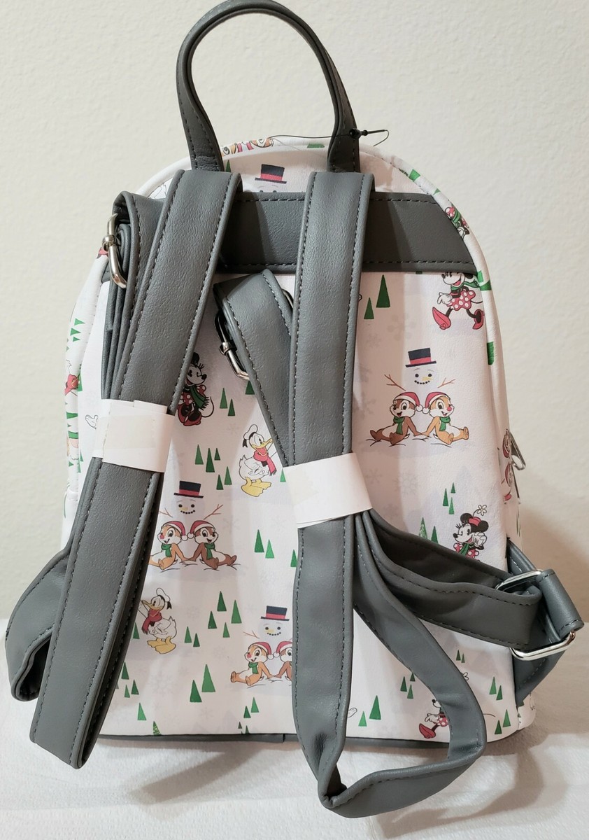 Loungefly Disney Mini Backpack Mickey & Friends Holiday Print White/Gray/Green Mickey Mouse Holiday Mini Backpack | Loungefly main image 4