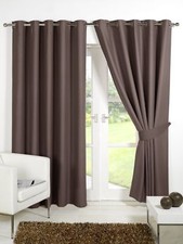 NEW Thermal Blackout Curtains Ready Made Eyelet Ring Top Curtain Pair + Tiebacks
