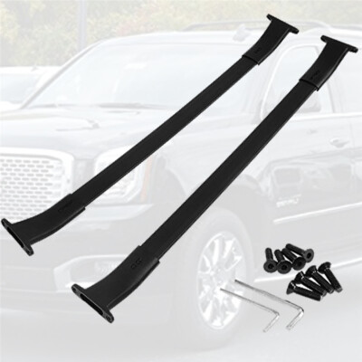 Pair Black Top Rack Roof Rail Cross Bars For 15-19 Cadillac