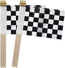 Checkered Black and White Racing Stick Flag Small Mini Hand Held Race Car Flags