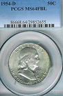 1954-D Franklin Half : PCGS MS64FBL