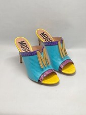 Moschino M Stud Group Patchwork Leather Mule Sandals size 38