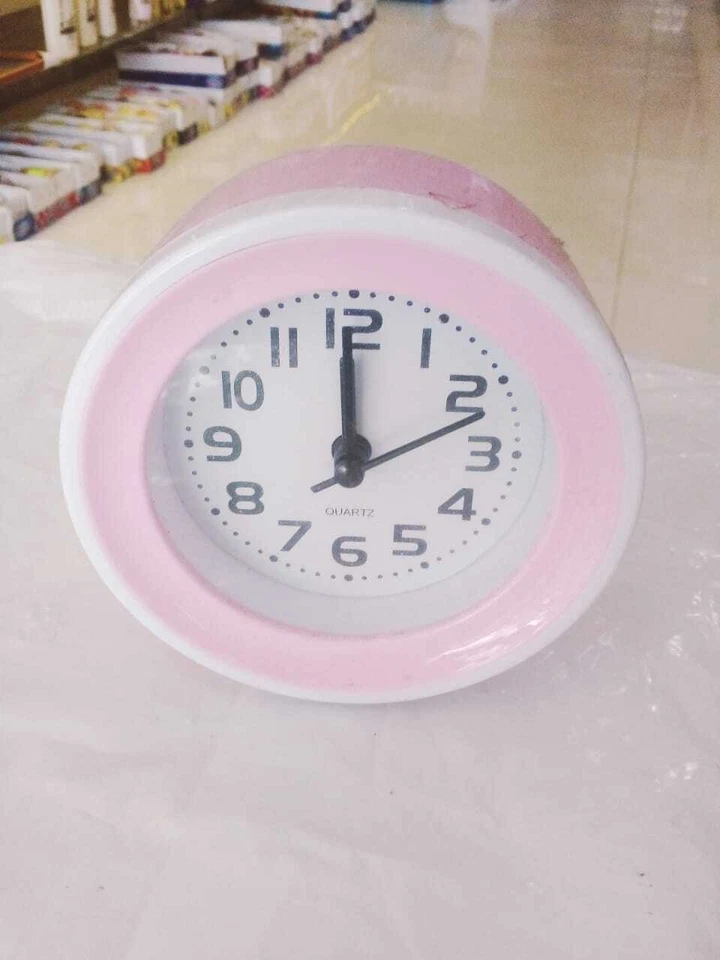 Alarm Clock Round Cute Battery Bedside Desk Low Noise Quiet Portable Home Decor - Image 2 of 4
