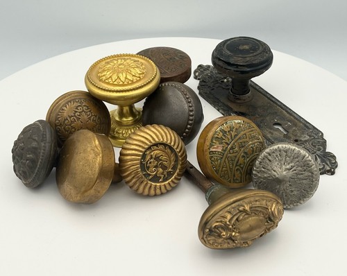 Antique Mixed Lot of 11 Bronze Brass Iron Ornate Door Knobs Art Nouveau Eastlake