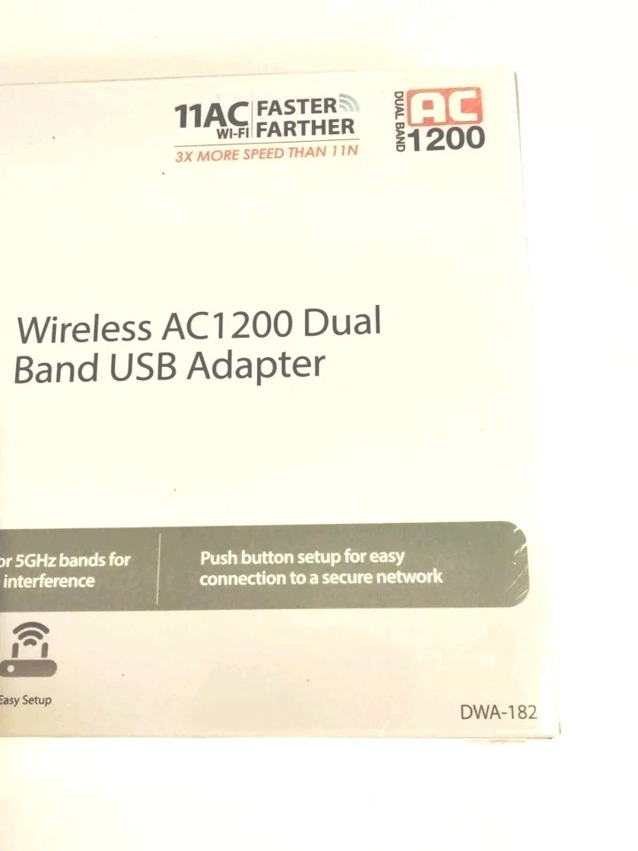 D-link Faster Farther 11AC Wi-Fi Wireless AC1200 Dual Band USB Adapter New - Image 4 of 4