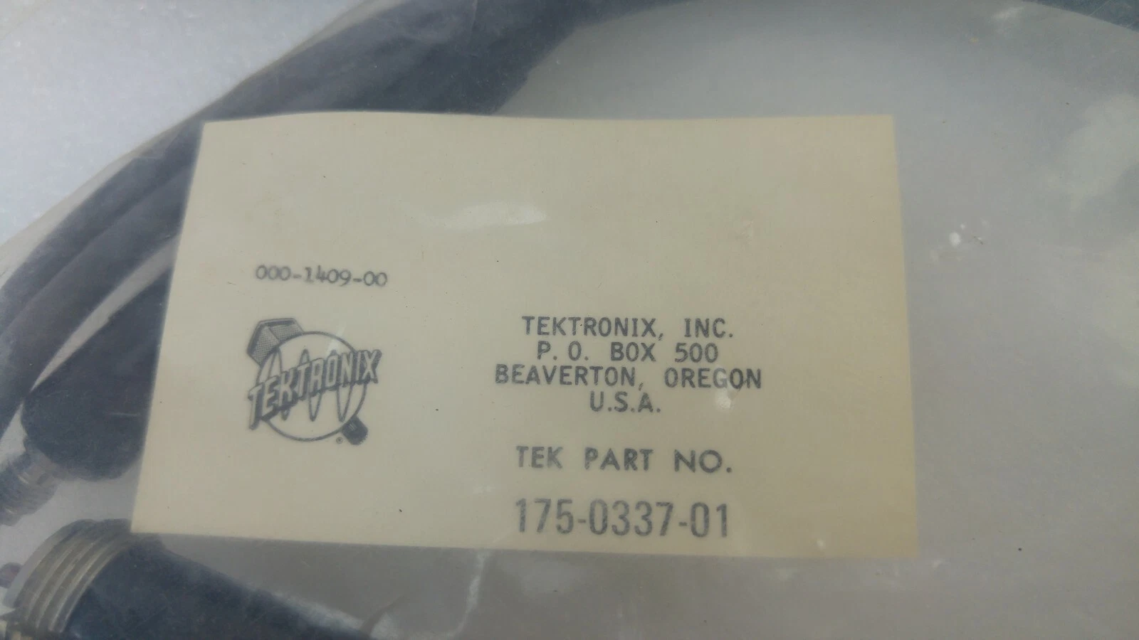 Tektronix Beaverton parts card reading Tek part no. 175-0337-01