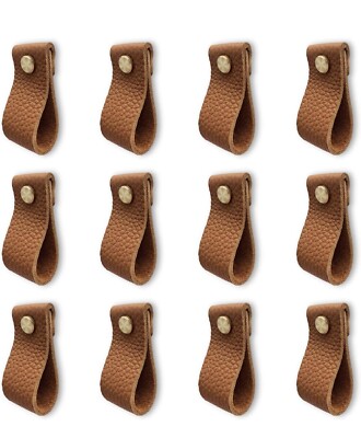 Modern Leather Drawer Pulls 12 Pack Dresser Knobs Soft Handles Ergonomic Design
