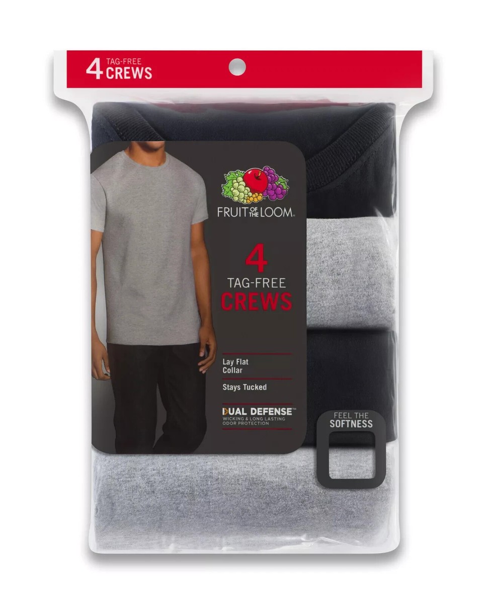 Fruit of the loom Crew T-Shirt 4-Pack Black and Grey | eBay