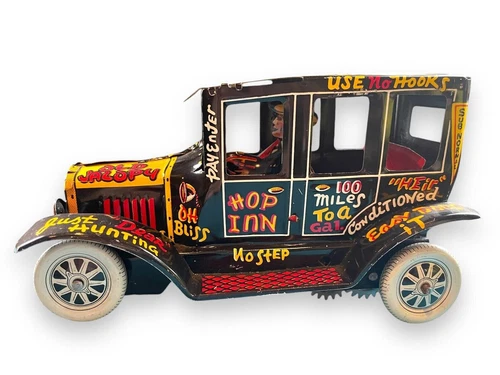 Vintage MARX Old Jalopy Wind-up Toy Car Truck With Key Black Model T Tin Litho