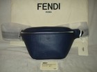 100% AUTHENTIC NEW MEN FENDI EMBOSSED FF BLUE LEATHER FANNY PACK/RUG SACK BAG — photo 2