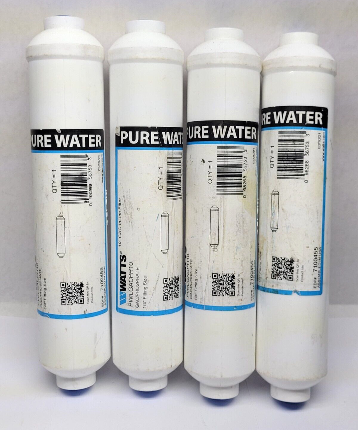 Lot of 4 WATTS PWIL GACPH10 10" GAC InLine Filter