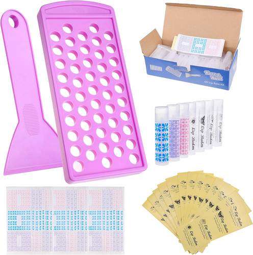 Lip Balm Filling Tray and Spatula - BPA Free - 50 Empty Lip Balm Tubes with Caps - Bild 9 von 12