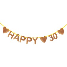 Happy 30 Girlande für 30. Geburtstag Jubiläum Party Deko Banner Rosé glitzernd