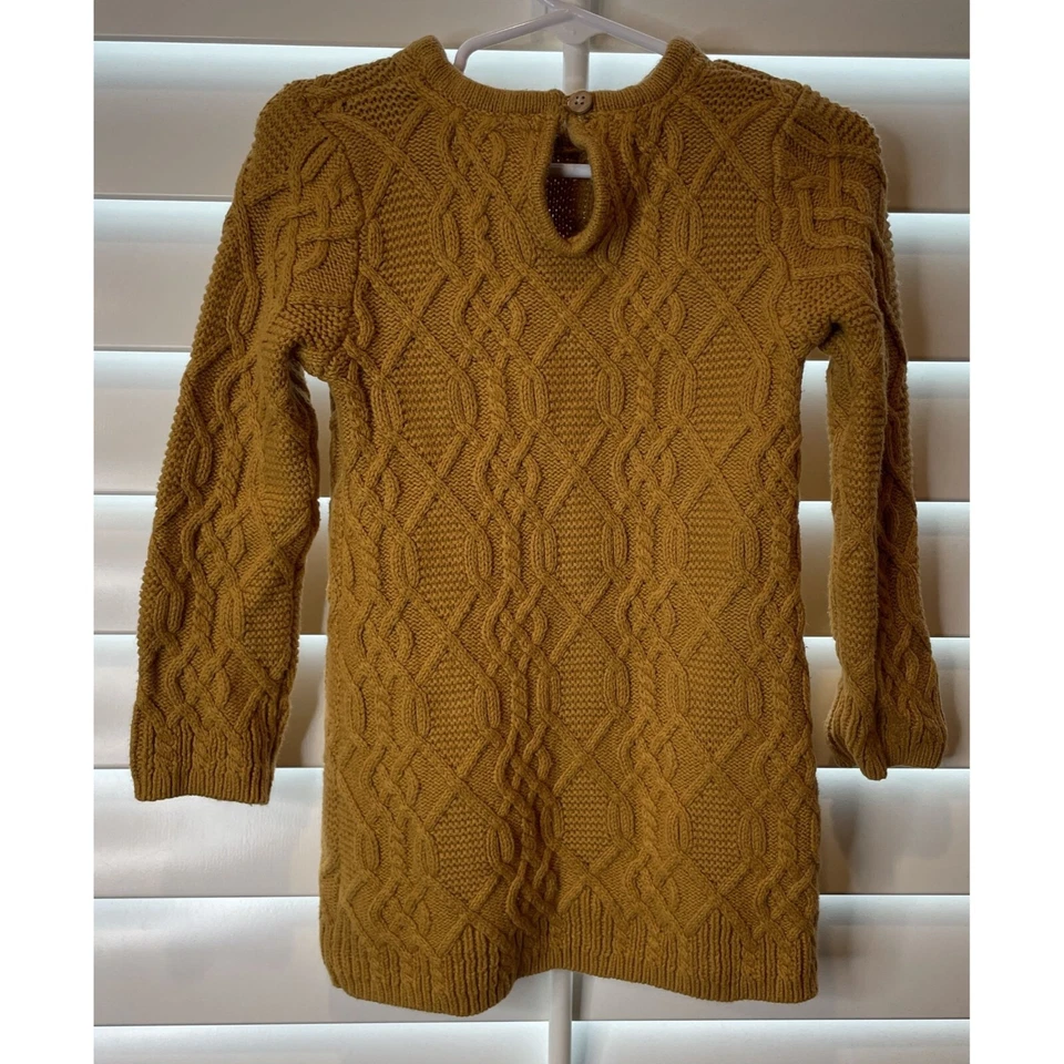 Vestido Suéter Adrienne Vittadini Niña Dorado Tejido con Cable 3T Pullover Invierno Fiesta Foto 2 de 4
