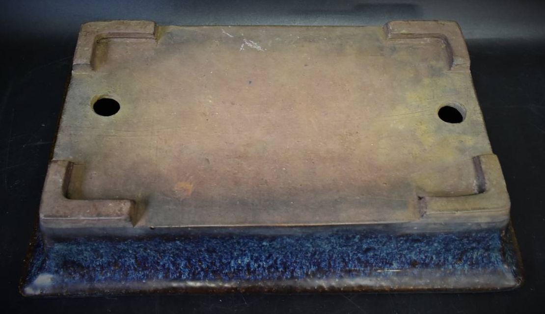 Antique Chinese bonsai pot KOWATARI NAMAKOblue glazed Rectangular