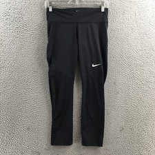 Nike Dri-Fit Capri Leggings Womens M actual 28x21.5 Black Mid Rise Pull On