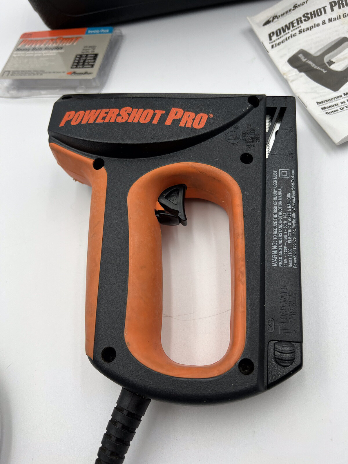 POWERSHOT PRO ELECTRIC STAPLER NAIL GUN 9100 HARD CASE+STAPLES/NAILS